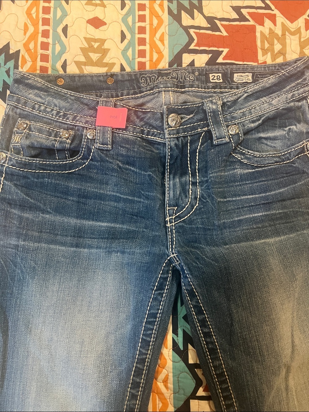 Miss Me Blue Washed Cuffed Capri Jeans